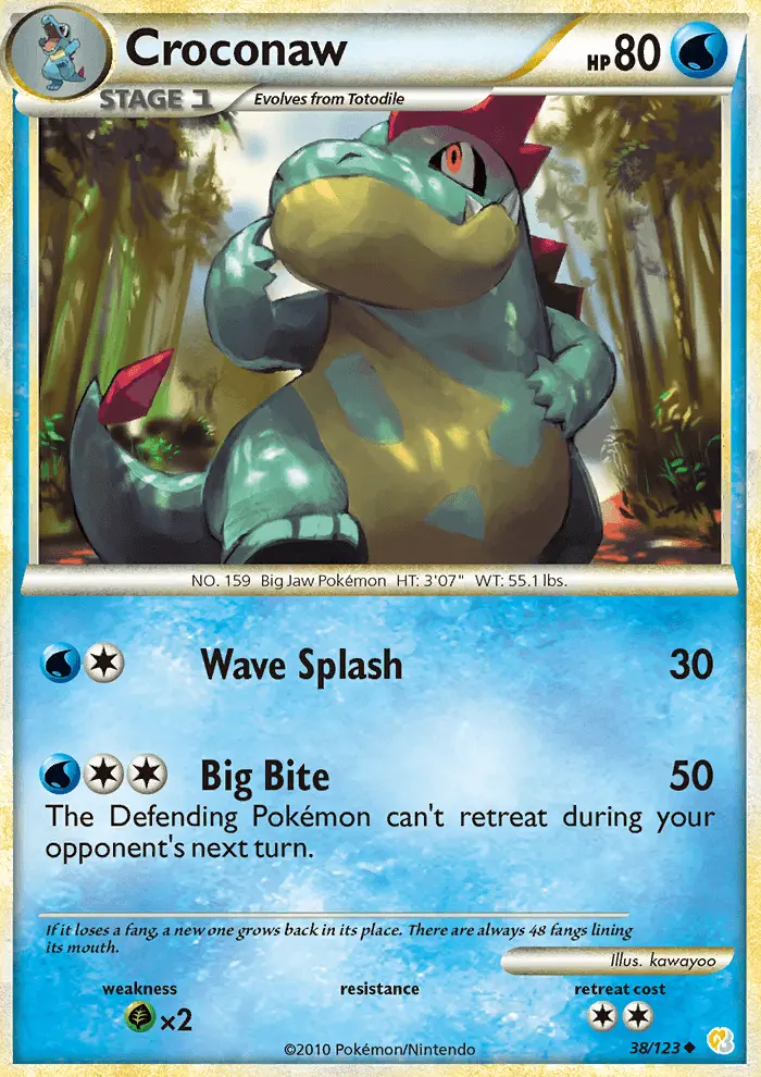 Croconaw — HeartGold SoulSilver card #38
