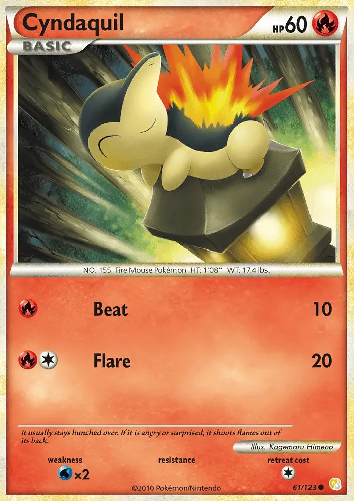 Cyndaquil — HeartGold SoulSilver card #61