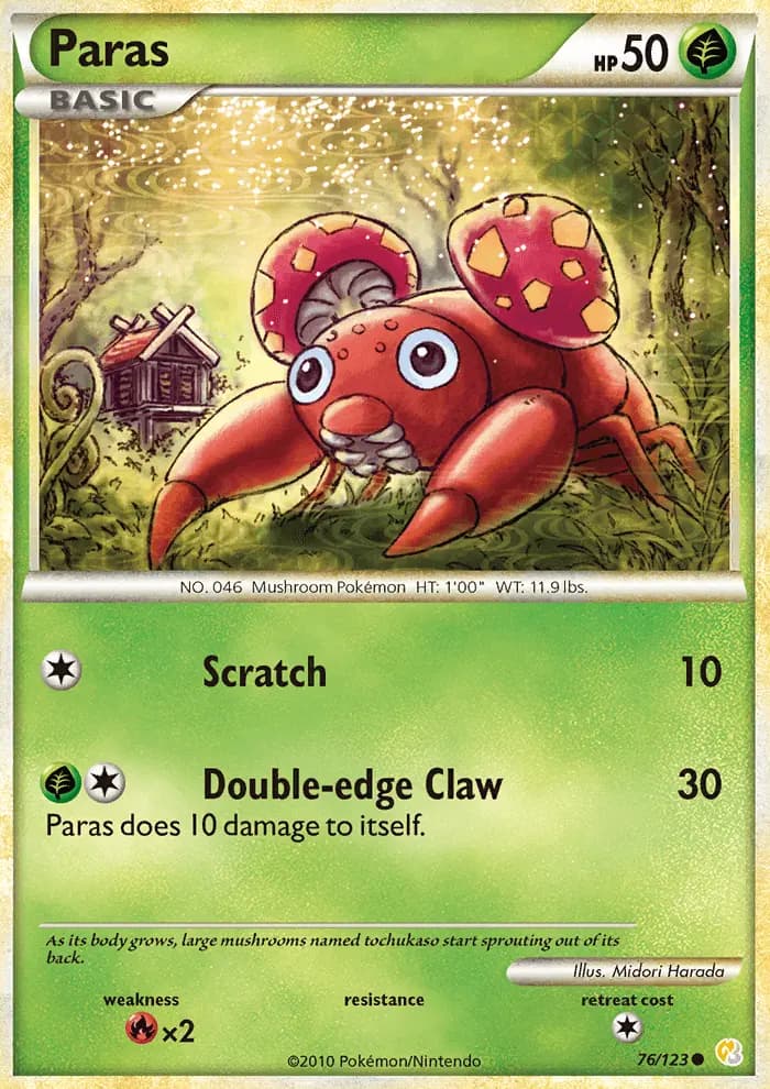 Paras — HeartGold SoulSilver card #76