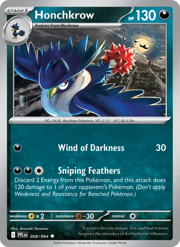 Honchkrow — Phantasmal Flames card #058