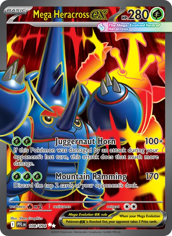 Mega Heracross ex — Phantasmal Flames card #108