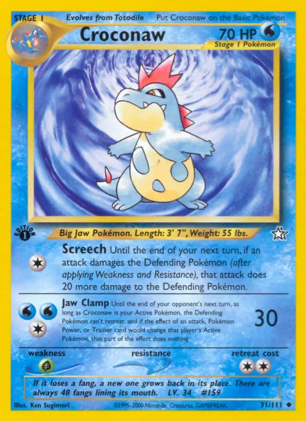 Croconaw — Neo Genesis card #31
