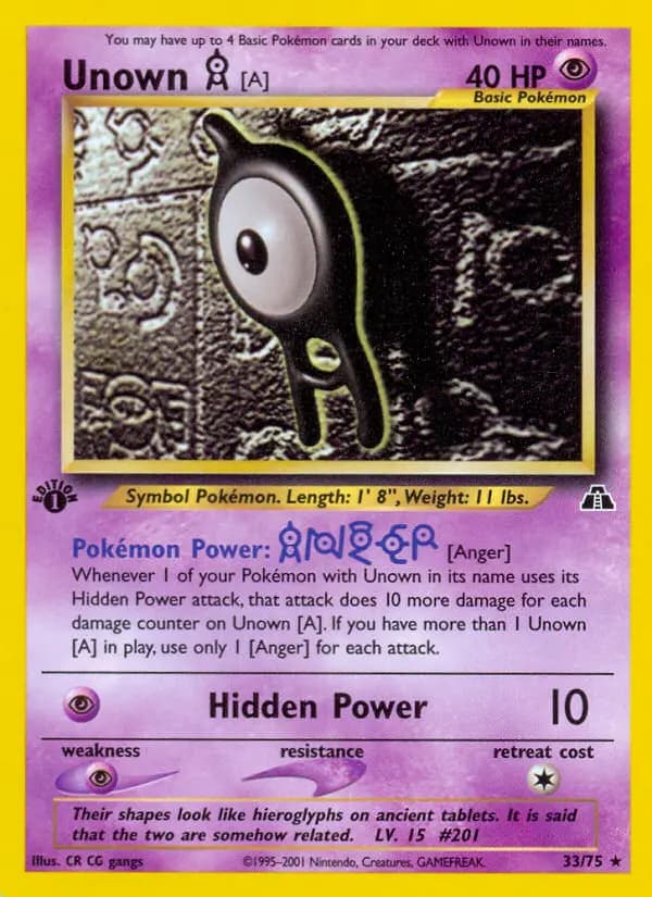 Unown [A] — Neo Discovery card #33
