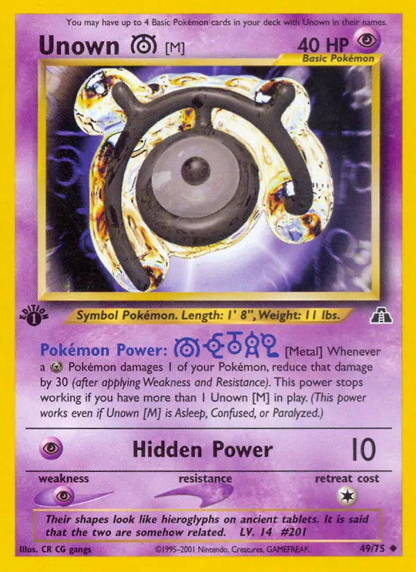 Unown [M] — Neo Discovery card #49