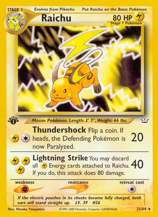 Raichu — Neo Revelation card #21