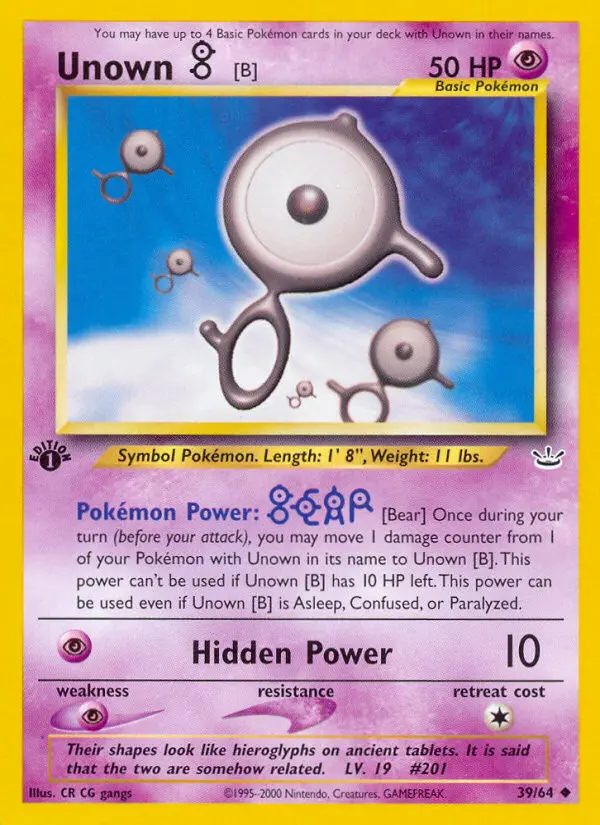 Unown [B] — Neo Revelation card #39