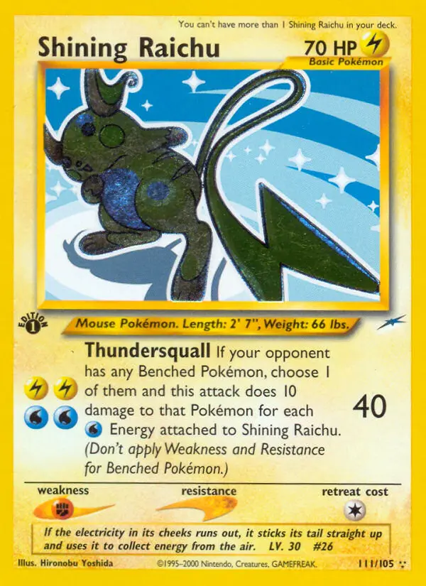 Shining Raichu — Neo Destiny card