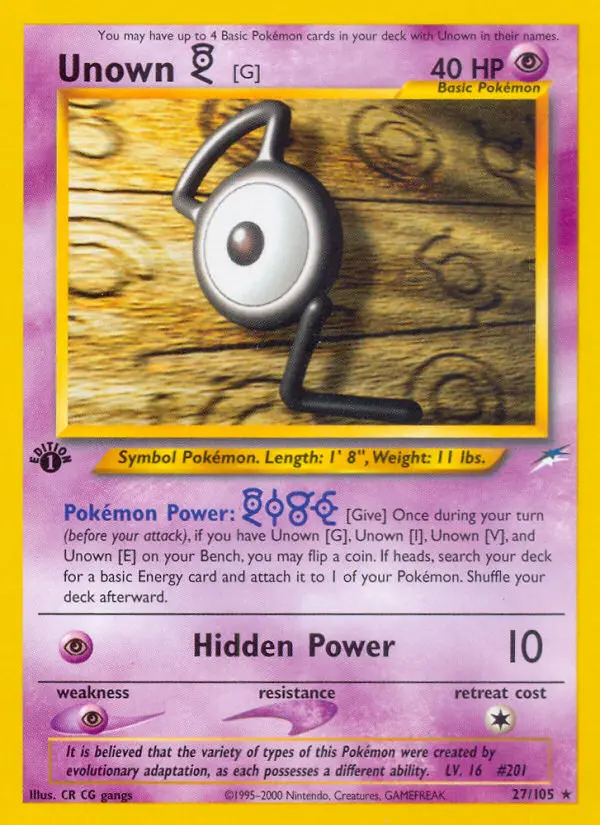 Unown [G] — Neo Destiny card #27