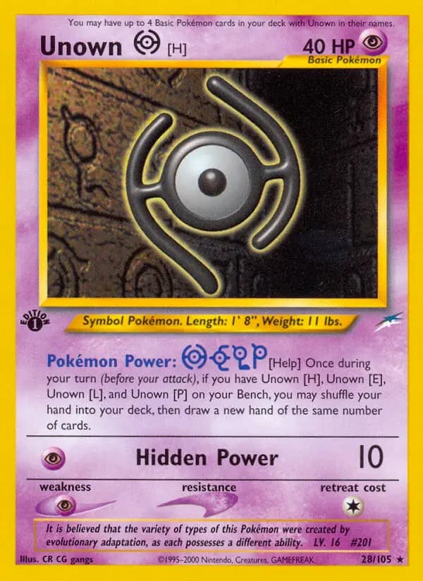 Unown [H] — Neo Destiny card #28