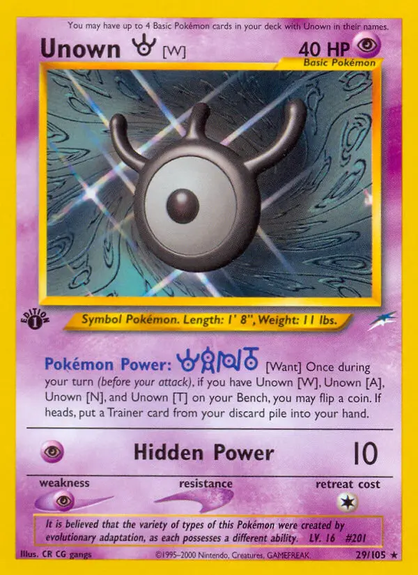 Unown [W] — Neo Destiny card #29