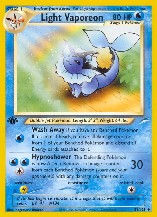 Light Vaporeon — Neo Destiny card #52