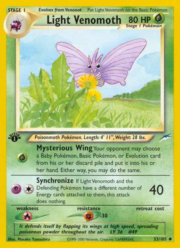Light Venomoth — Neo Destiny card #53