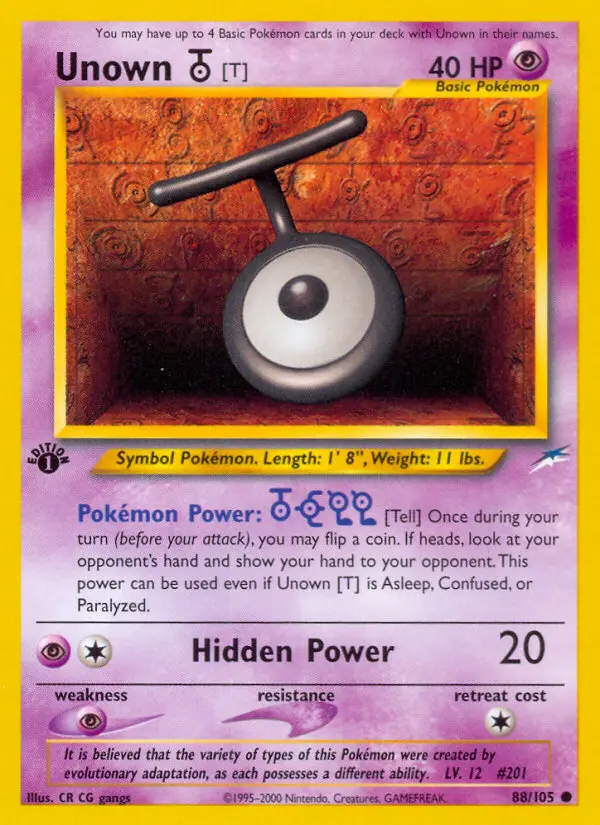 Unown [T] — Neo Destiny card #88