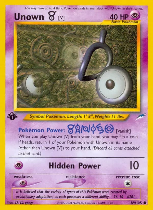 Unown [V] — Neo Destiny card #89