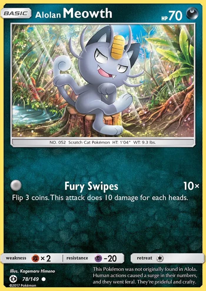 Alolan Meowth — Sun & Moon card #78