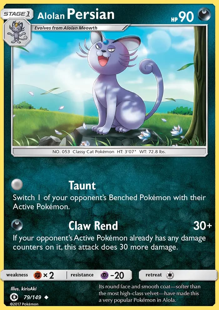 Alolan Persian — Sun & Moon card #79