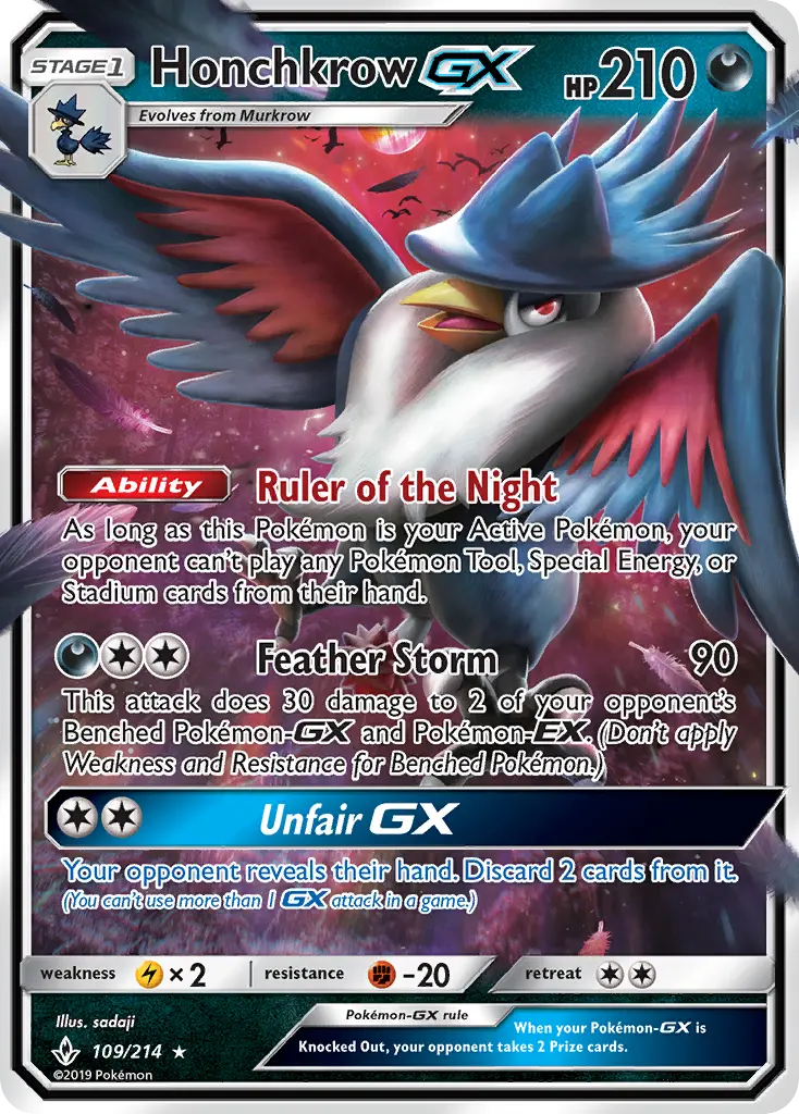 Honchkrow GX — Unbroken Bonds card #109