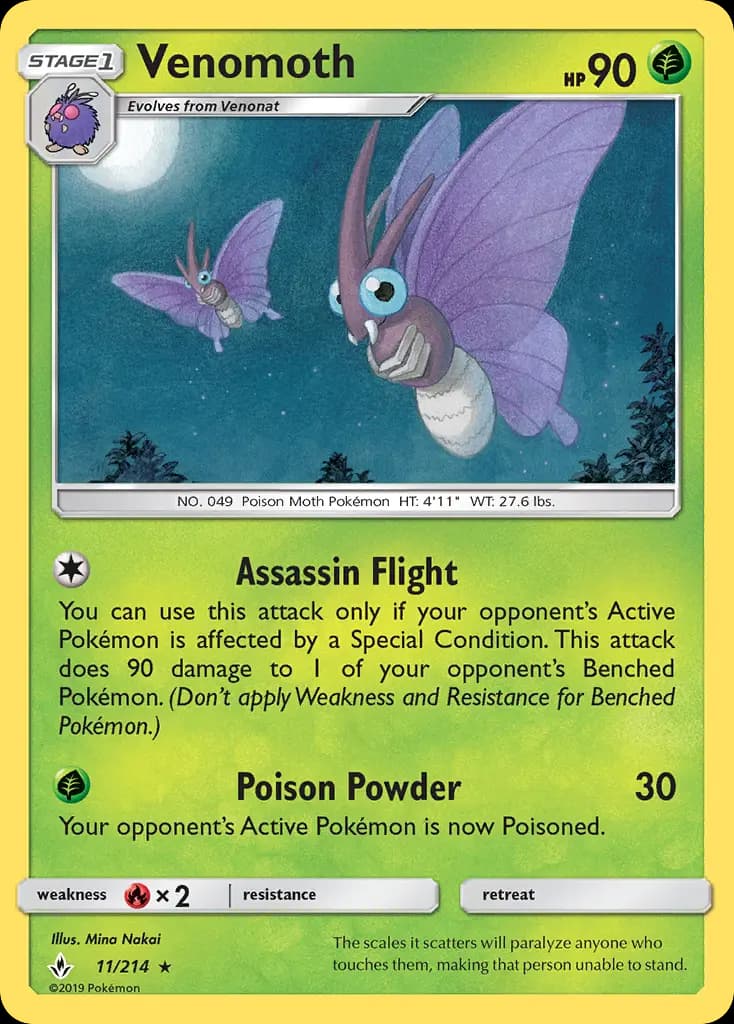 Venomoth — Unbroken Bonds card #11