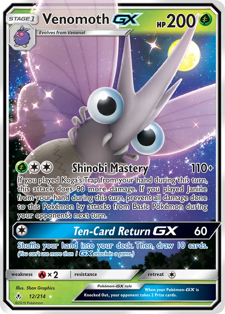 Venomoth GX — Unbroken Bonds card #12