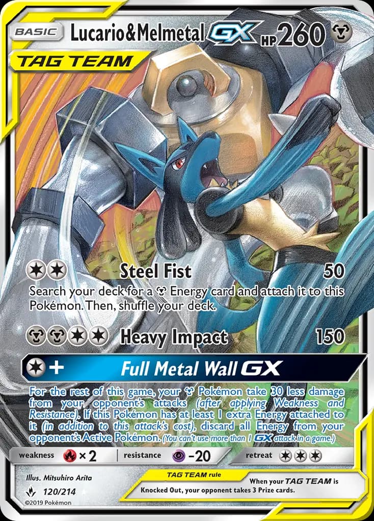 Lucario & Melmetal GX — Unbroken Bonds card #120