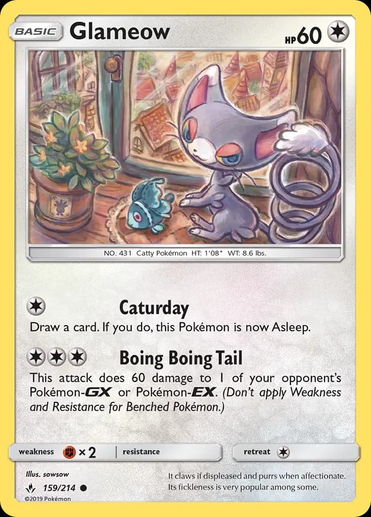 Glameow — Unbroken Bonds card #159