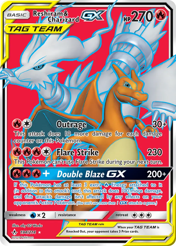 Reshiram & Charizard GX — Unbroken Bonds card #194