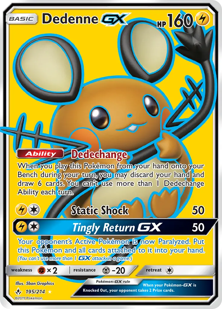Dedenne GX — Unbroken Bonds card #195
