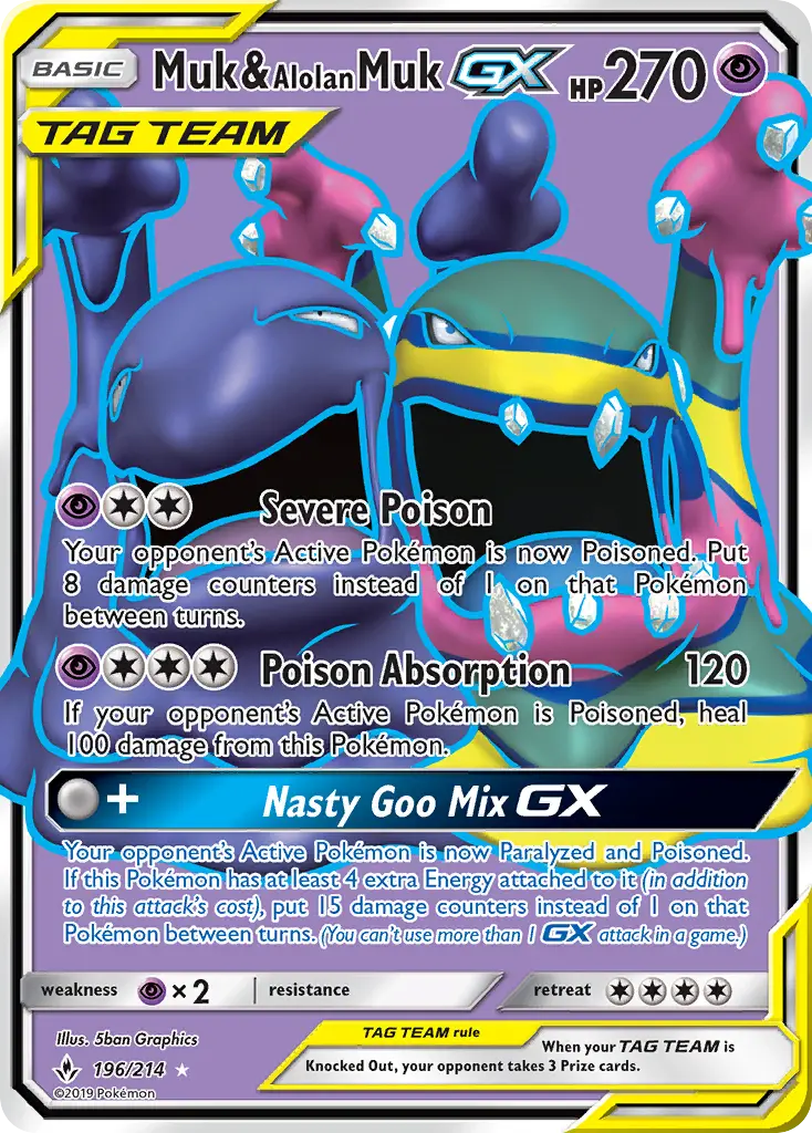 Muk & Alolan Muk GX — Unbroken Bonds card #196