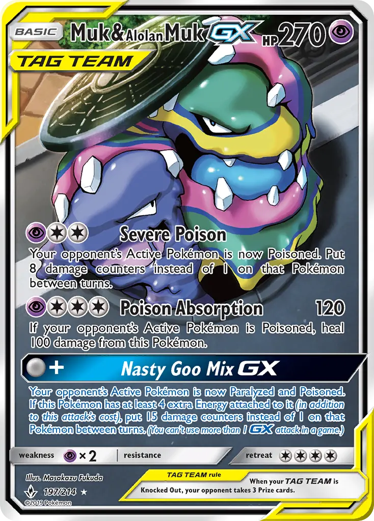 Muk & Alolan Muk GX — Unbroken Bonds card #197