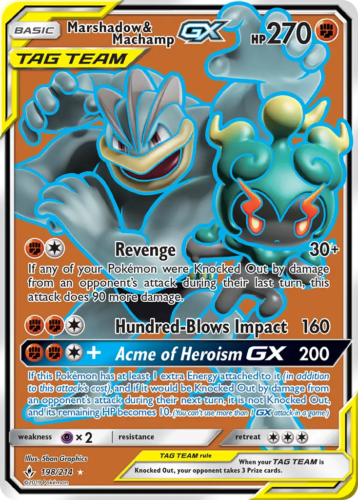 Marshadow & Machamp GX — Unbroken Bonds card #198