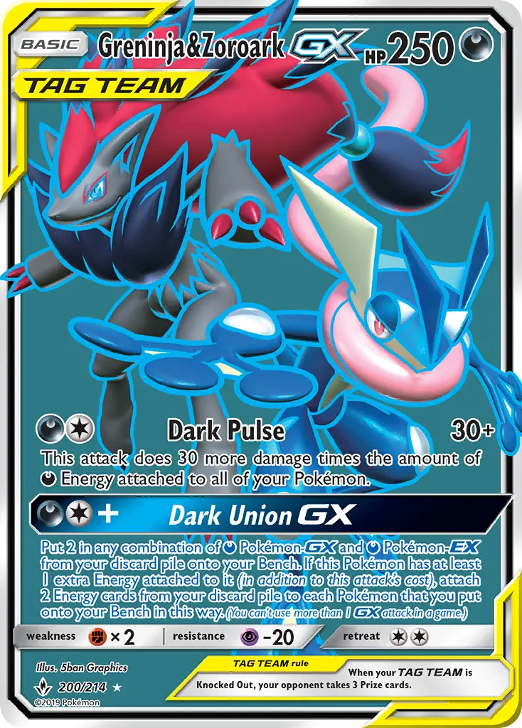 Greninja & Zoroark GX — Unbroken Bonds card #200