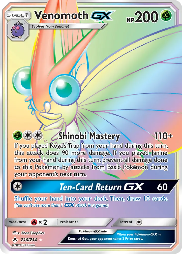 Venomoth GX — Unbroken Bonds card #216