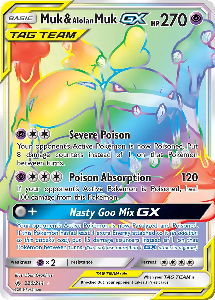 Muk & Alolan Muk GX — Unbroken Bonds card #220