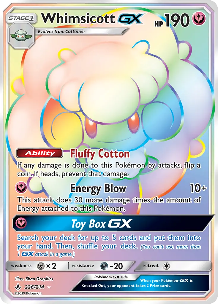 Whimsicott GX — Unbroken Bonds card #226