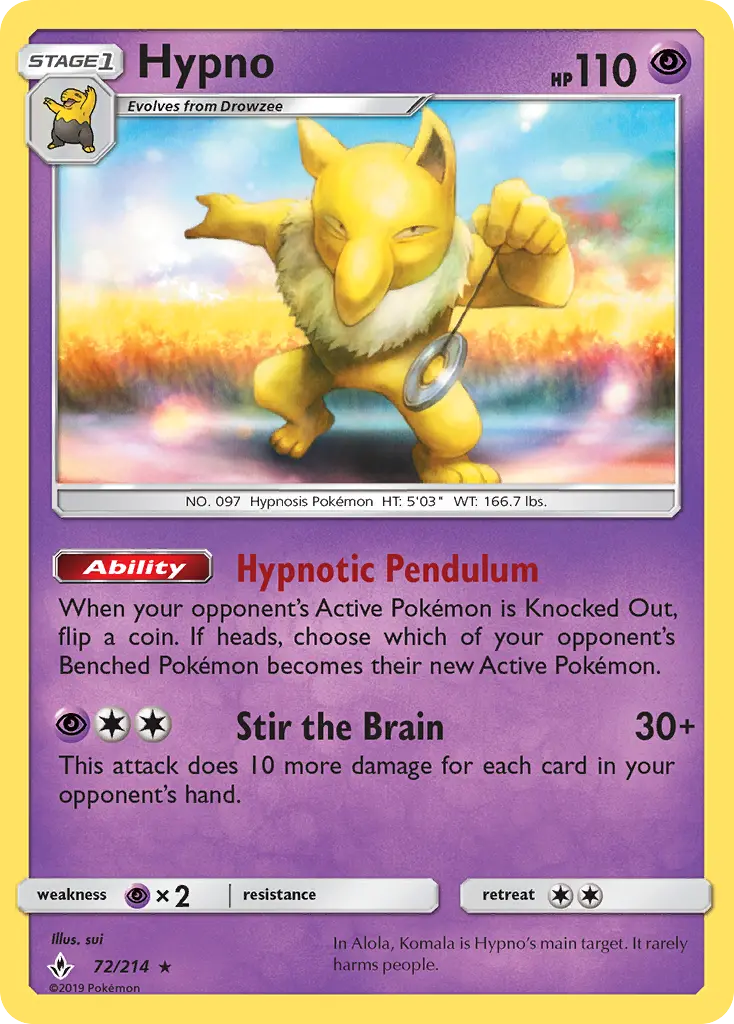 Hypno — Unbroken Bonds card #72