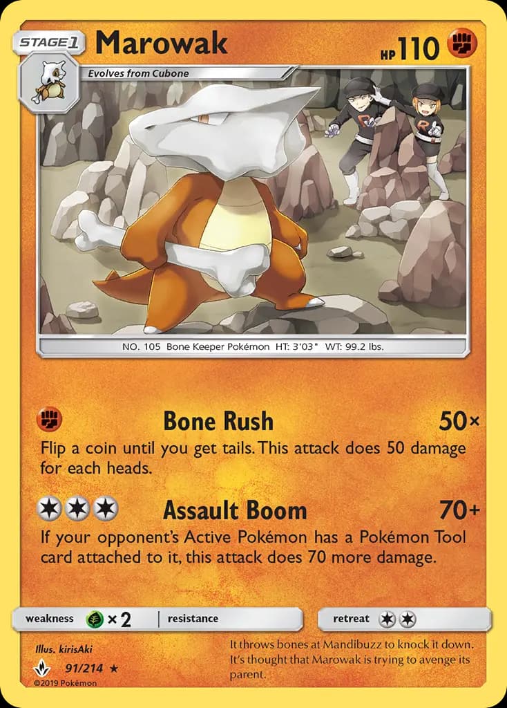 Marowak — Unbroken Bonds card #91