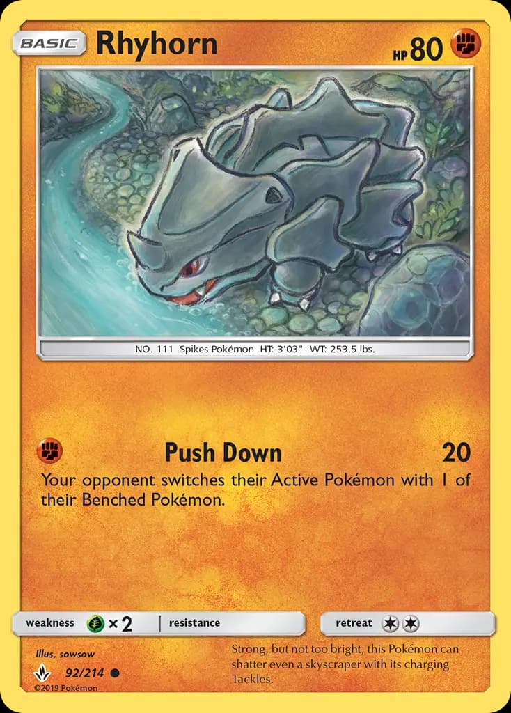 Rhyhorn — Unbroken Bonds card #92