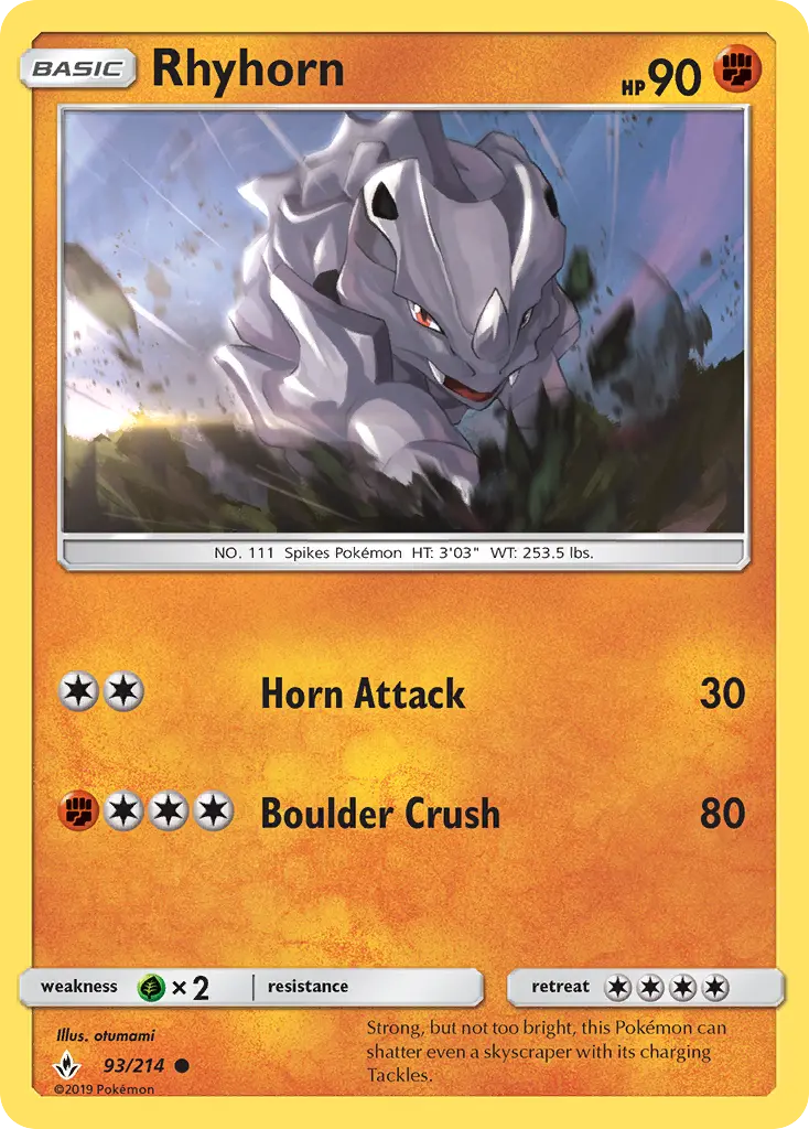 Rhyhorn — Unbroken Bonds card #93