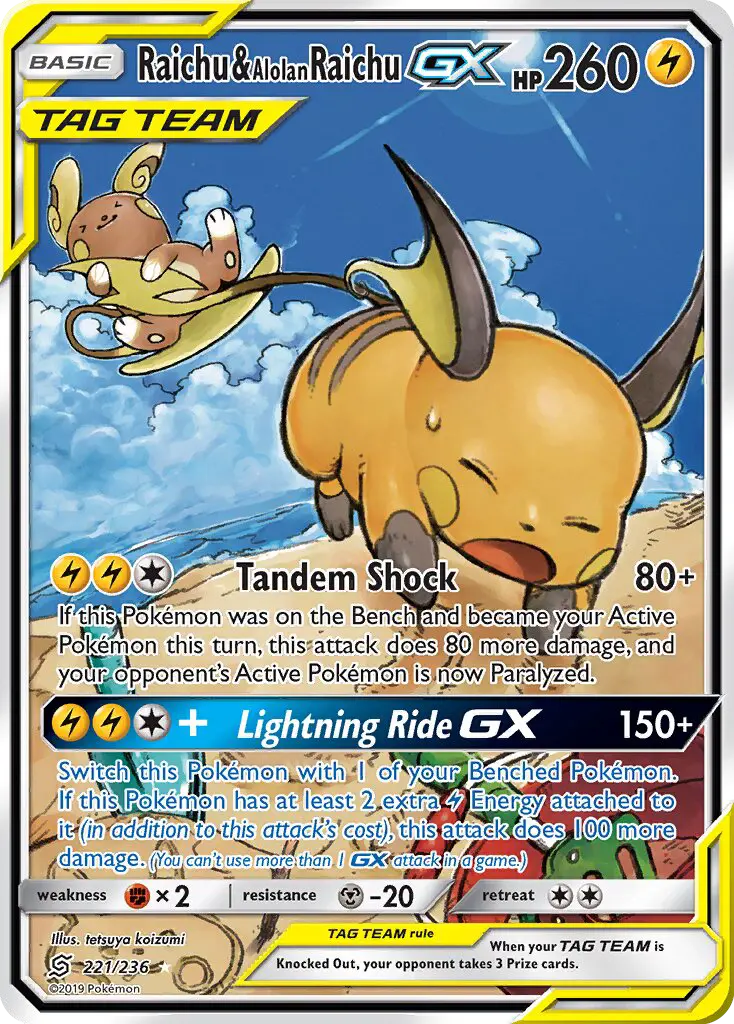 Raichu & Alolan Raichu GX — Unified Minds card #221