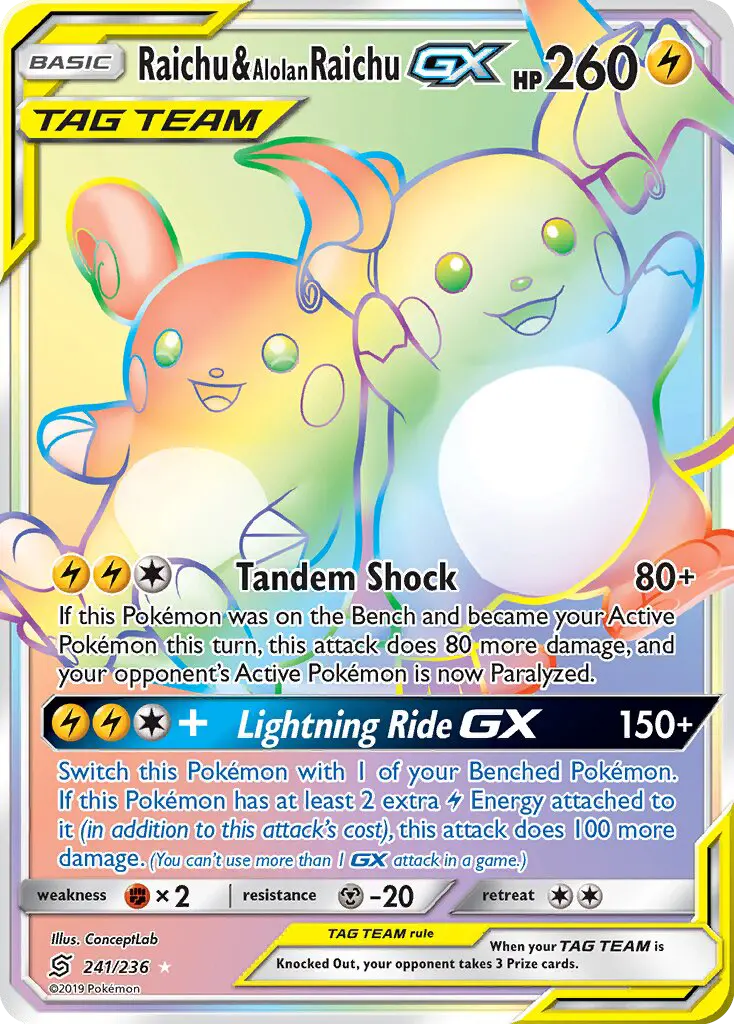 Raichu & Alolan Raichu GX — Unified Minds card #241