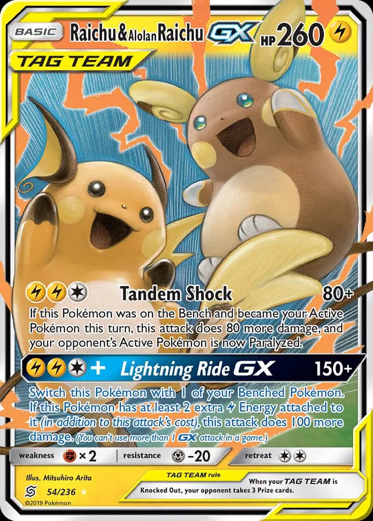 Raichu & Alolan Raichu GX — Unified Minds card #54