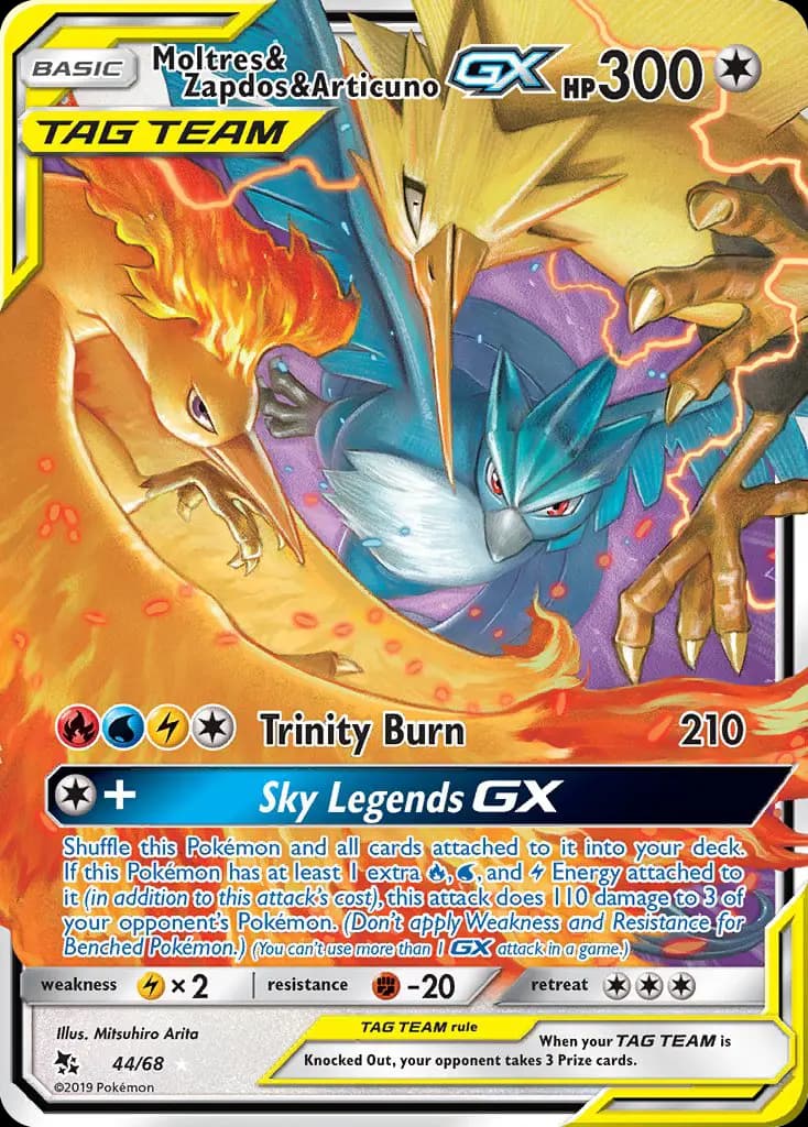 Moltres & Zapdos & Articuno GX — Hidden Fates card #44