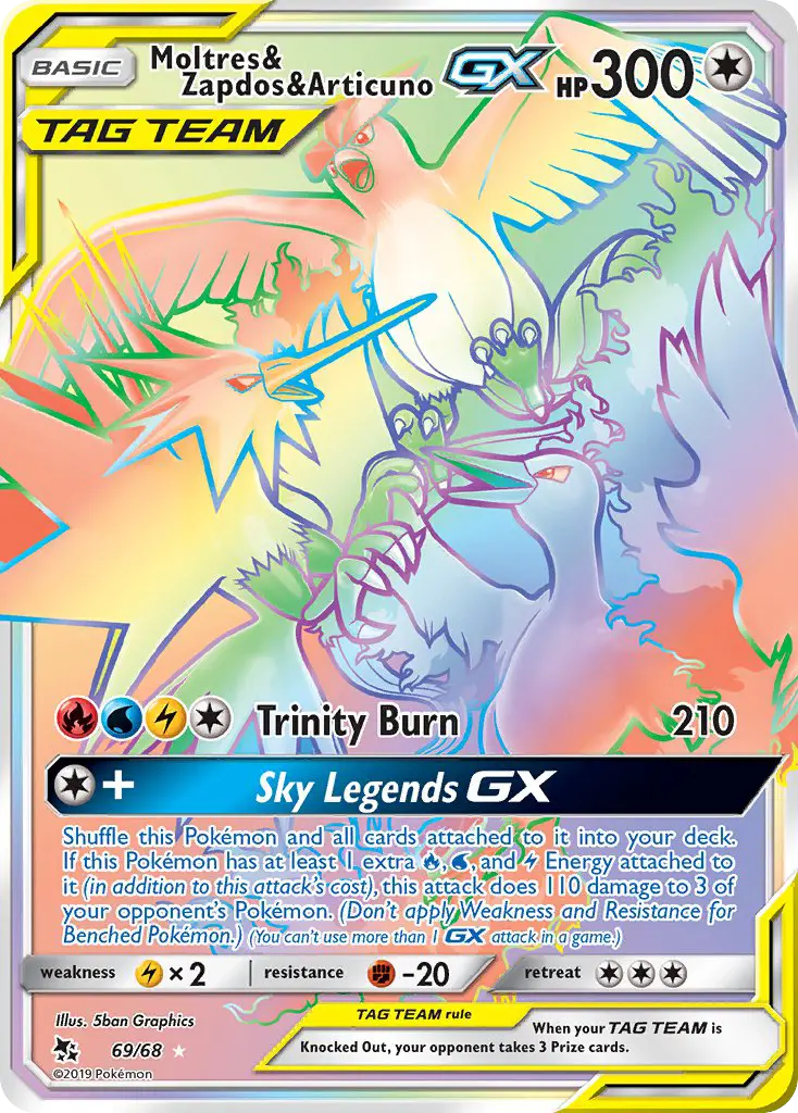 Moltres & Zapdos & Articuno GX — Hidden Fates card #69