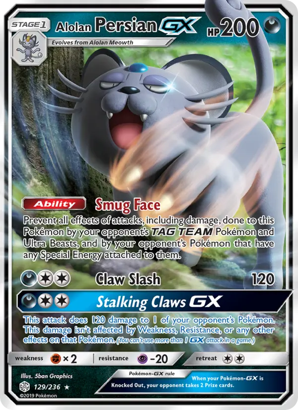 Alolan Persian GX — Cosmic Eclipse card #129