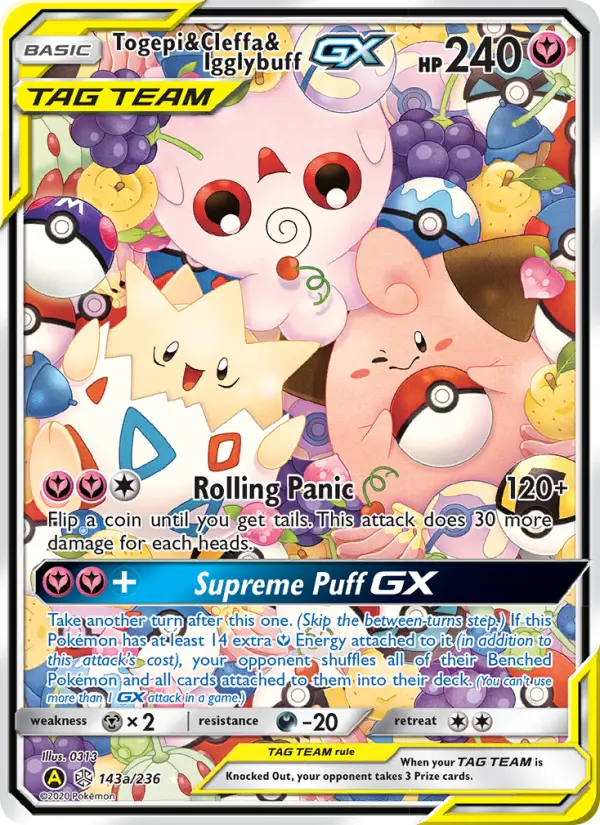 Togepi & Cleffa & Igglybuff GX — Cosmic Eclipse card #143