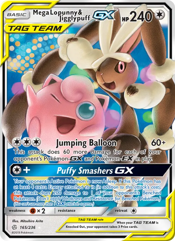 Mega Lopunny & Jigglypuff GX — Cosmic Eclipse card #165