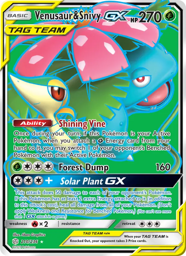 Venusaur & Snivy GX — Cosmic Eclipse card #210
