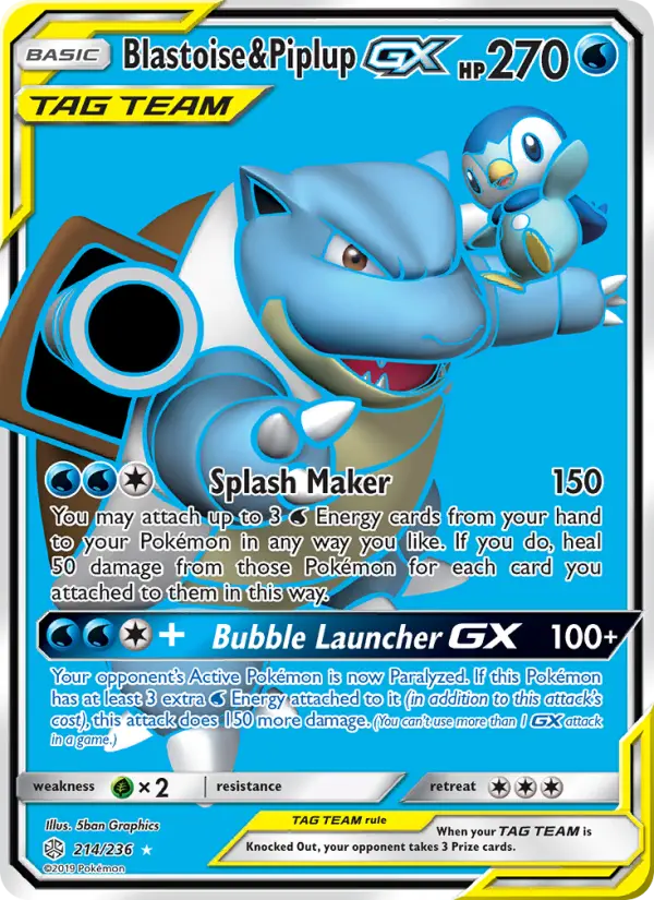 Blastoise & Piplup GX — Cosmic Eclipse card #214
