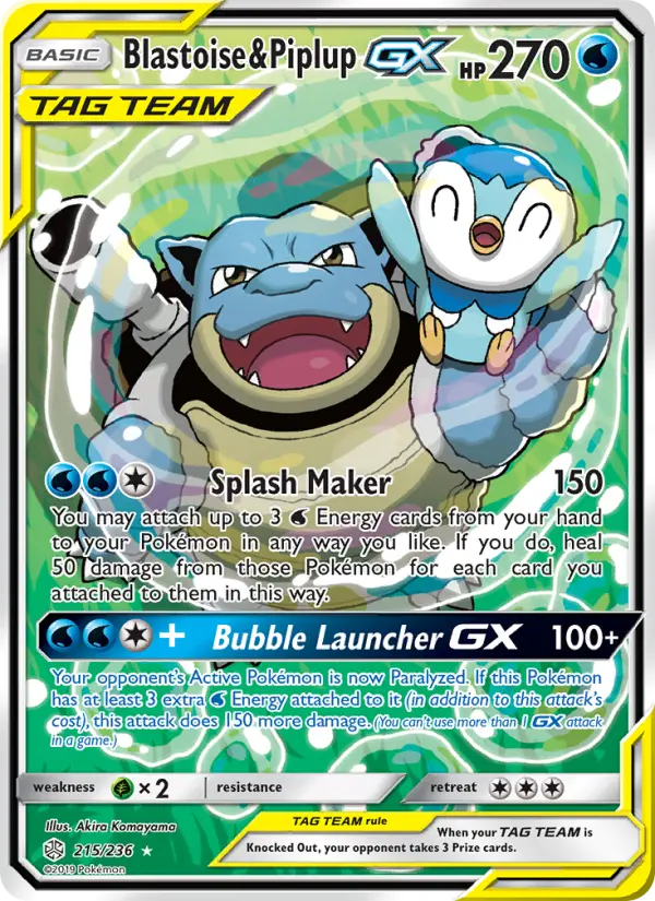 Blastoise & Piplup GX — Cosmic Eclipse card #215