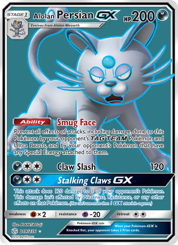 Alolan Persian GX — Cosmic Eclipse card #219